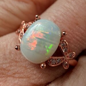 1.6 carat Australian opal set in rose gold plated setting adjustable